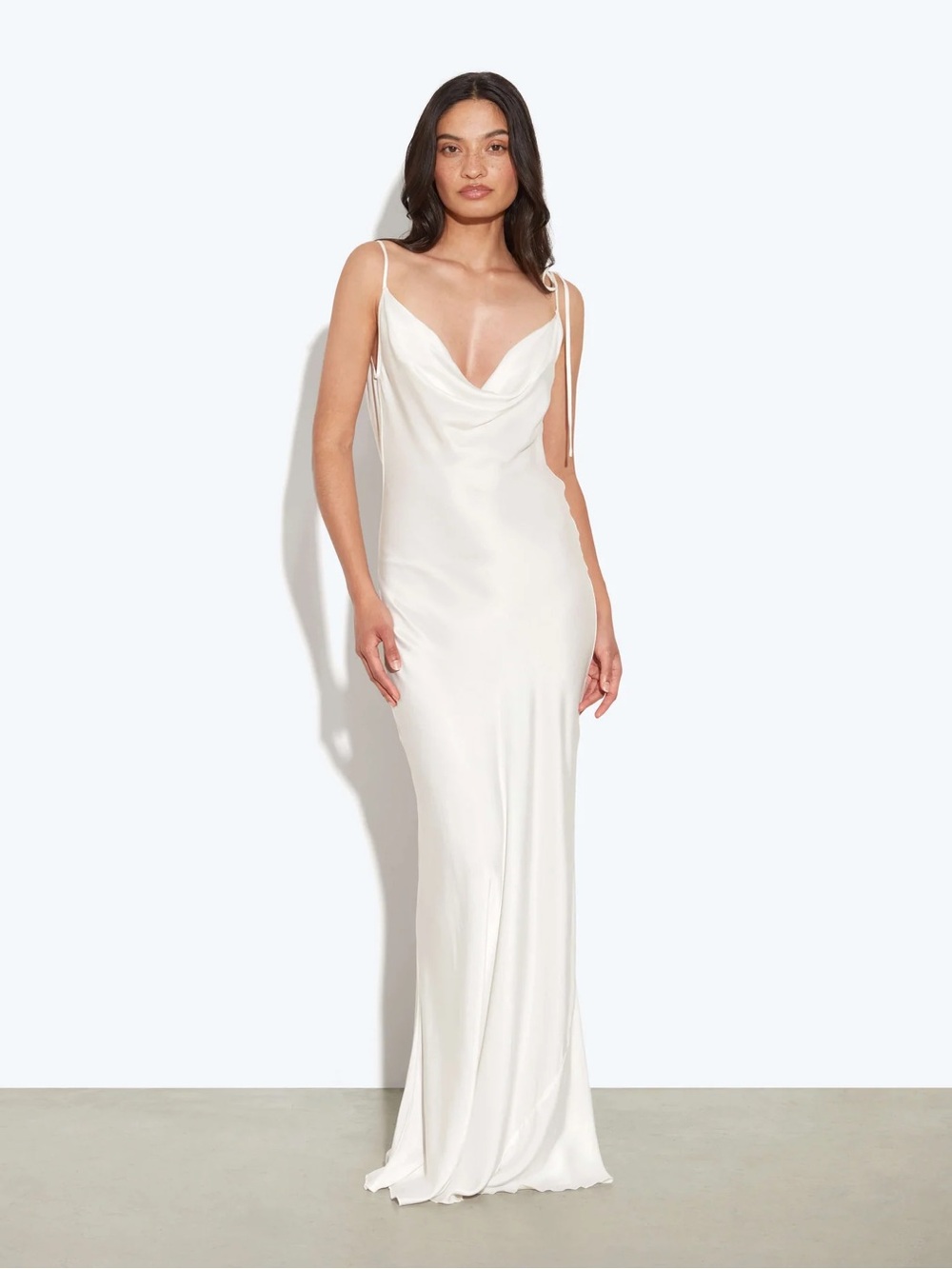 Ophelia White Cowl Neck Slip Dress
